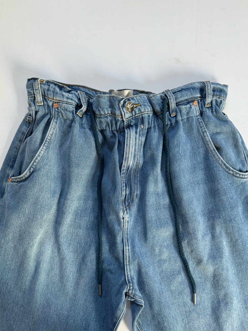 FP x One Teaspoon Harem Jeans Size 29 NWT Bright Blue Cropped Low-Slung Denim - Picture 4 of 11